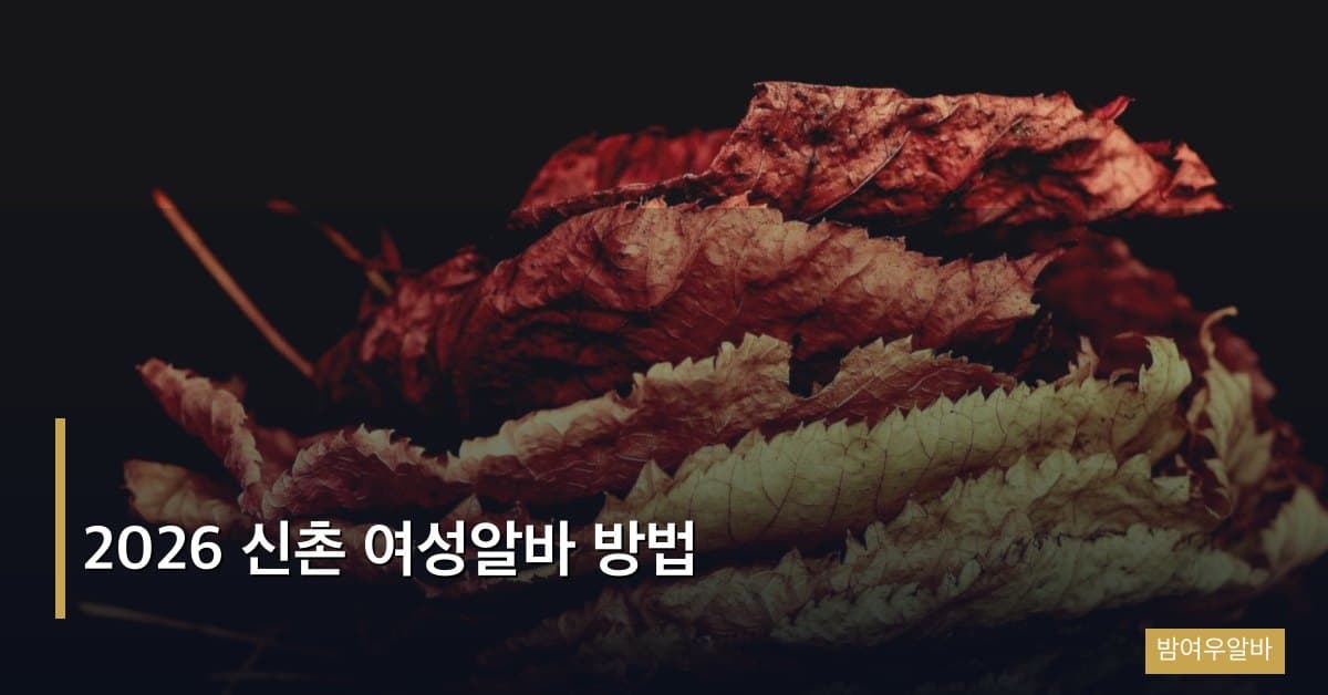 2026 신촌 여성알바 방법, 대학가 상권 공략 완벽 가이드