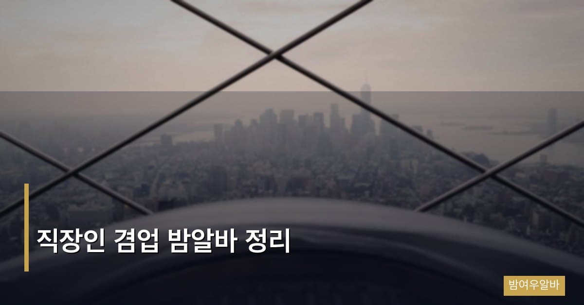 직장인 겸업 밤알바 정리