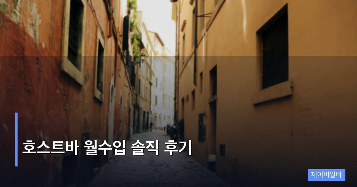 호스트바 월수입 솔직 후기 — 숫자로 보는 현실