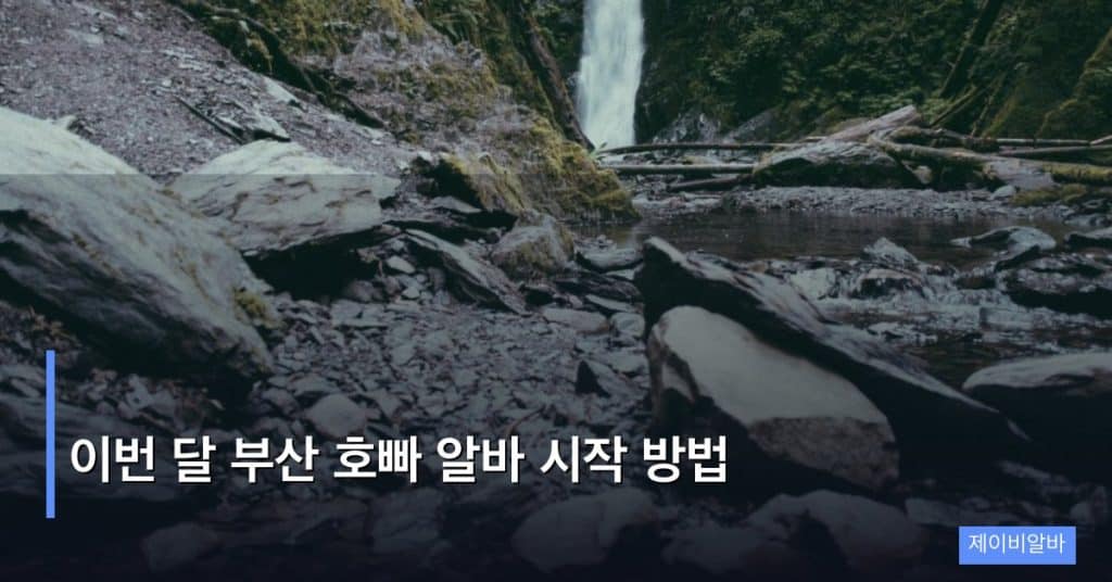 이번 달 부산 호빠 알바 시작 방법