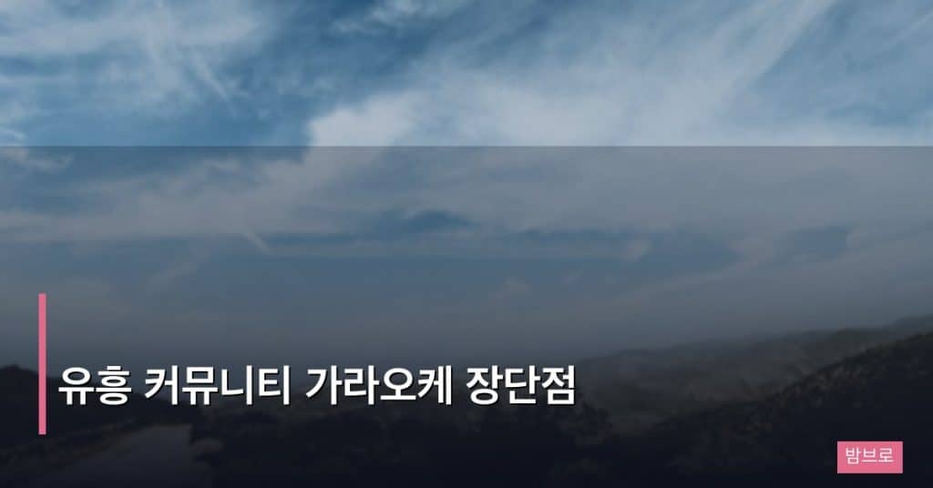 유흥 커뮤니티 가라오케 장단점