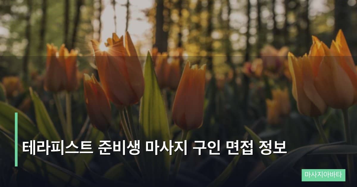 테라피스트 준비생 마사지 구인 면접 정보