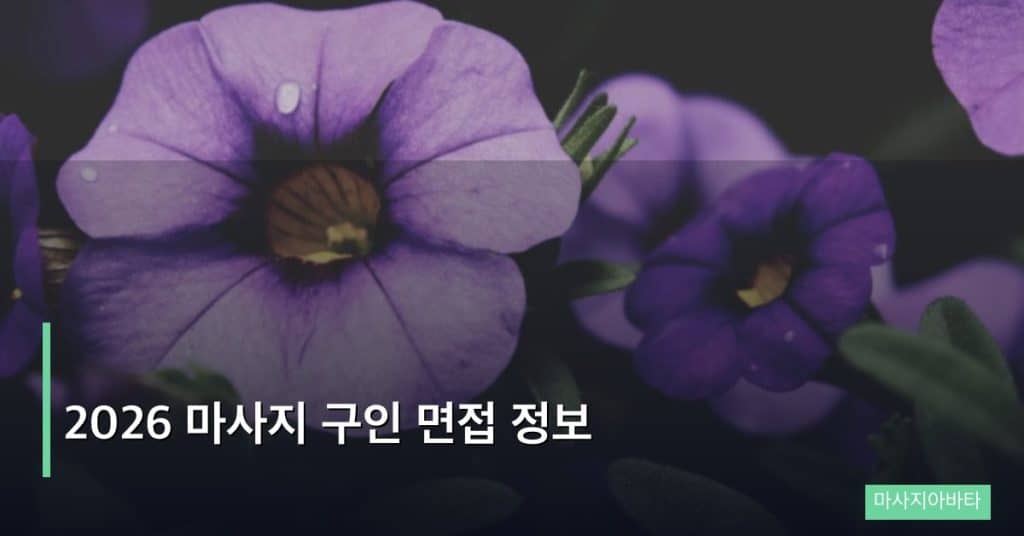 2026 마사지 구인 면접 정보