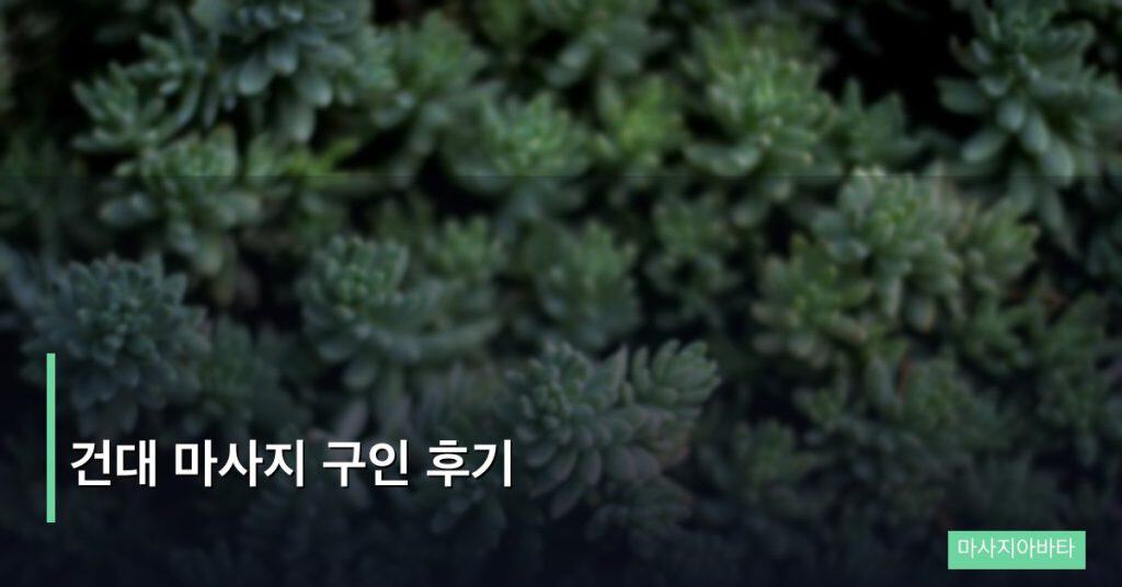 건대 마사지 구인 후기