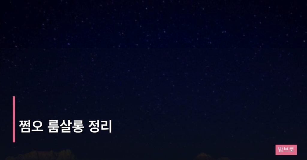 쩜오 룸살롱 정리